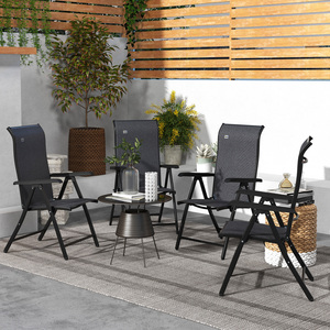 Outsunny Outdoor Rattan Folding Chair Set of 4 with Adjustable Back - Grey by Outsunny