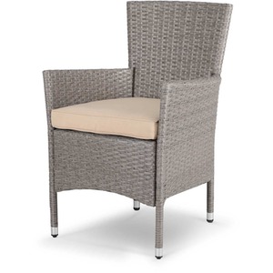 Poly Rattan Garden Chairs Set of 2 - Beige