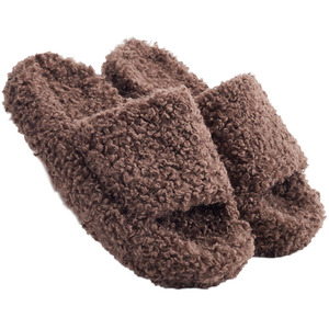 Soft Plush Open-Toe Cotton Slippers by Livingandhome