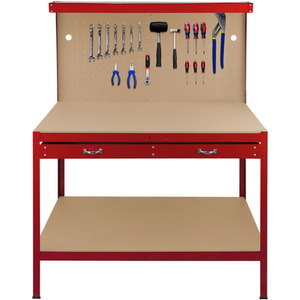 Workbench with Pegboard, Drawer and Light - Red by Monster Racking