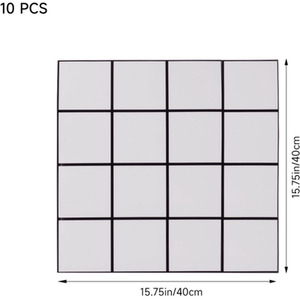 Livingandhome 10pcs Self-Adhesive Lattice Wall Tiles - White + Black / 4 * 4 grids by Livingandhome