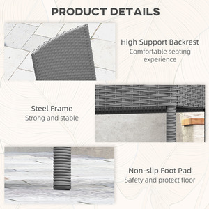 Outsunny Cushioned 2 Pieces Rattan Garden Chairs by Outsunny