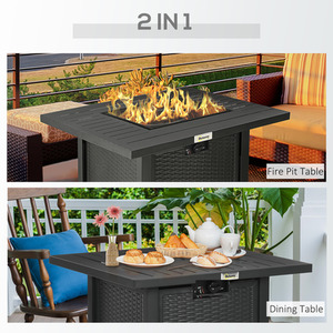 Outsunny Rattan-style 40,000 BTU Propane Gas Fire Pit Table with Cover by Outsunny