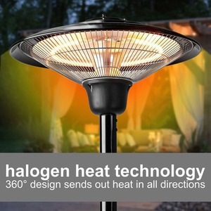 1500W Black Patio Heater Free Standing - Black