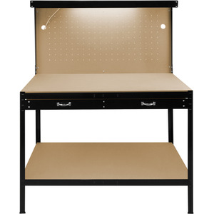 Workbench with Pegboard, Drawer and Light - Black by Monster Racking