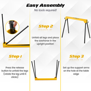 2 Pack Folding Sawhorses-Yellow - Yellow by Costway