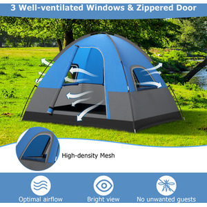 3-Person Outdoor Camping Tent - Blue by Costway