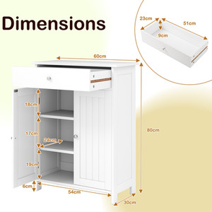 Bathroom Floor Cabinet Entryway Storage Organizer by Costway