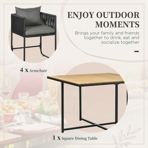 Outsunny Space-saving Design Rattan Cube Dining Sets - Black by Outsunny