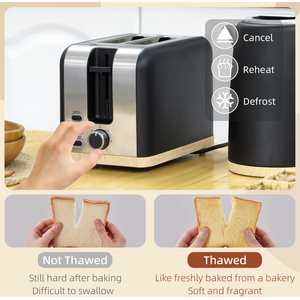 HOMCOM 1.7L Fast Boil Kettle and 2 Slice Toaster Set Sleek and Modern Design - Black by HOMCOM