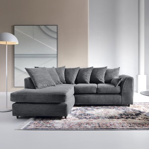 Jumbo Cord Corner Sofa in Grey Left - Grey by Abakus Direct