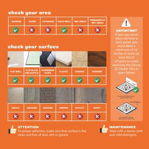 3D Glossy Backsplash Brick Tile Stickers - White / 12 by Walplus