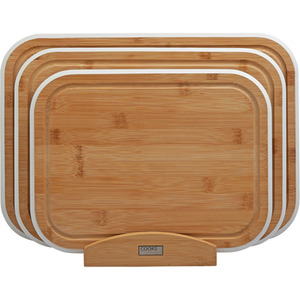 Cooks Professional 3 Piece Bamboo Chopping Board Set with Bamboo Stand - White by Cooks Professional
