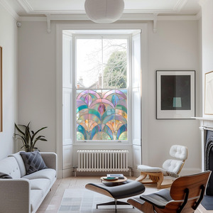 Alfedena Art Deco Stained Glass Privacy Window Film - Pink / 40cm by Creative Printing Solutions