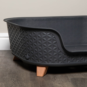 Grey Plastic Raised Pet Basket with Double Pet Bowl Feeder - Grey by Samuel Alexander