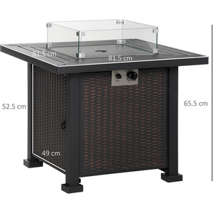 Outsunny Square Propane Gas Fire Pit Table, 50000 BTU - Black by Outsunny