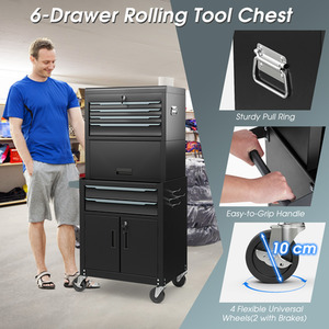 3-in-1 Tool Storage Cabinet Rolling Tool Chest by Costway