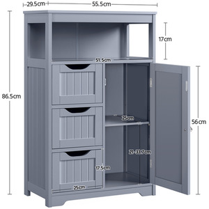 Yaheetech Bathroom Floor Cabinet Storage Units for Living Room - Grey / 29.5cm by Yaheetech