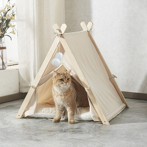 Comfy Pet Tent with Cushion Bed for Pets - Beige by Livingandhome