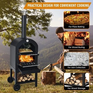 Outdoor Woo Fired Pizza Oven with Waterproof Cover - Black by Wyld and Coco