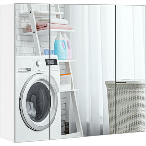 Storage Cabinet with Three Mirror Doors - White by Yaheetech