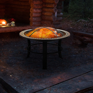 Powder Coated Steel Mosaic Fire Pit - Black