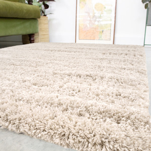 Super Soft Natural Ecru Shaggy Living Area Rug by The Rug House