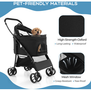 Foldable Pet Stroller by Costway