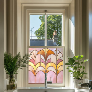 Traona Art Deco Stained Glass Privacy Window Film by Creative Printing Solutions