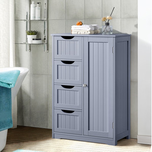 Yaheetech Bathroom Floor Cabinet with 4 Drawers and Cupboard - Grey by Yaheetech