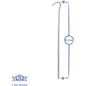 23.5cm Galvanised Metal Tent Pegs Silver Pack of 10 - Grey by Redwood