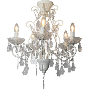 Antiqued White Jewelled Ceiling Chandelier