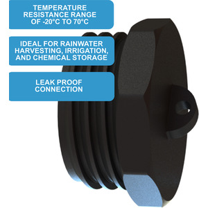 2 inch S60X6 hex. Male X dust plug - Black by DNA PACKAGING LTD