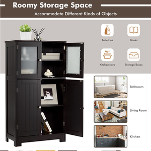4-Door Bathroom Floor Cabinet - Black by GAINOOM