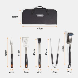VonShef 6 Piece Bbq Tool Set With Bag - Black by Vonhaus