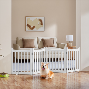 Yaheetech 4-Panel Foldable Wooden Dog Gate Pet Fence - White / 60.5cm by Yaheetech