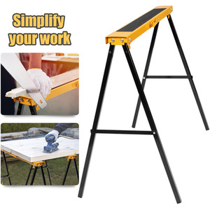 2 Saw Horses Saw Rack - Yellow by Costway