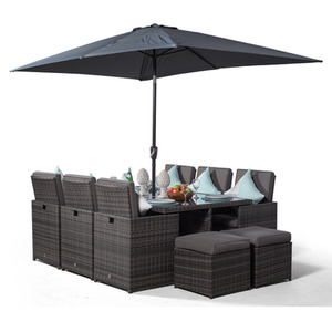 Giardino Rattan Cube Dining Set - Grey / 6 by Giardino