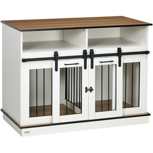 PawHut Dog Crate Furniture with Movable Divider - White by PawHut