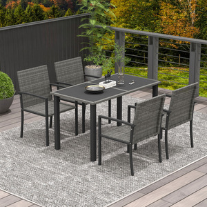 Outsunny 5 Pieces Rattan Garden Furniture Set - Grey by Outsunny