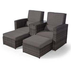 Nevada Double Reclining Rattan Sun Loungers Set - Grey by Giardino