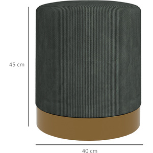 HOMCOM Round Upholstered Foot Stool with Padded Seat - Green by HOMCOM