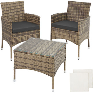 Rattan Garden Furniture Set Lucerne Two Sets Of Cushion Covers by tectake