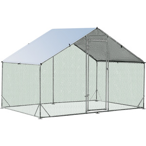 Large Spire-Shaped Chicken Coop - Silver by Costway