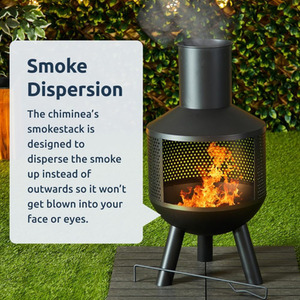 Metal Fire Chiminea Tripod with Flue and Poker - Black by idooka