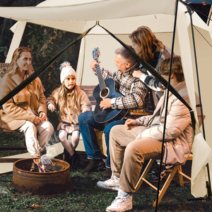 6-8 Person Portable Camping Tent - Beige by Costway