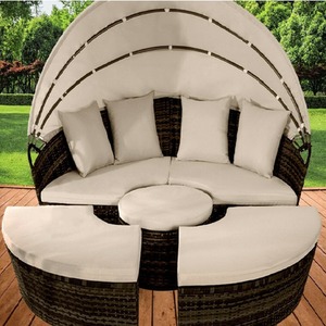 Luxury Rattan 160cm Sun Island With Cover - Brown by Comfy Living