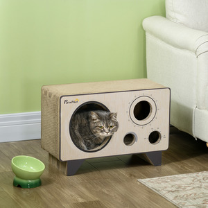 PawHut Cat Scratcher 2 in 1 Radio Shape - Yellow by PawHut