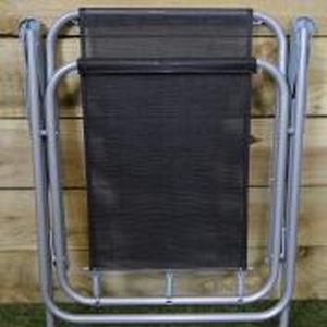 2 x Foldable Garden Chairs Fixed Position with Grey frame and Black fabric - Black by Samuel Alexander