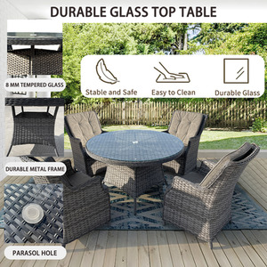Luxury 5 Pieces Outdoor Rattan Dining Set - Grey by Furniture One